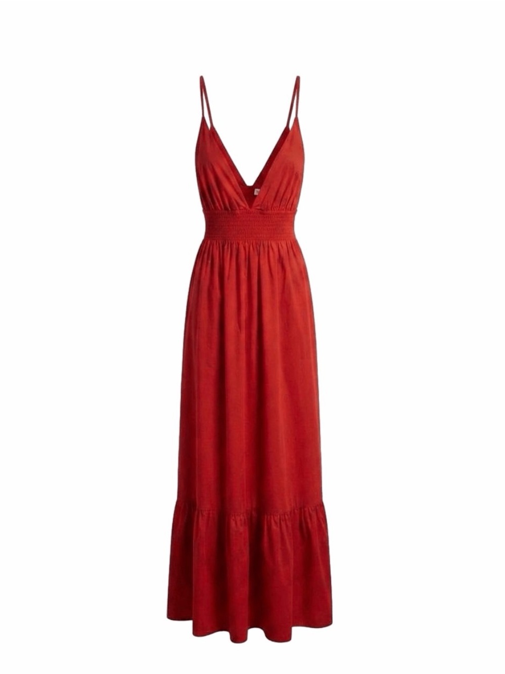 Reformation Orange Red V-Neck Spaghetti Strap Maxi Dress